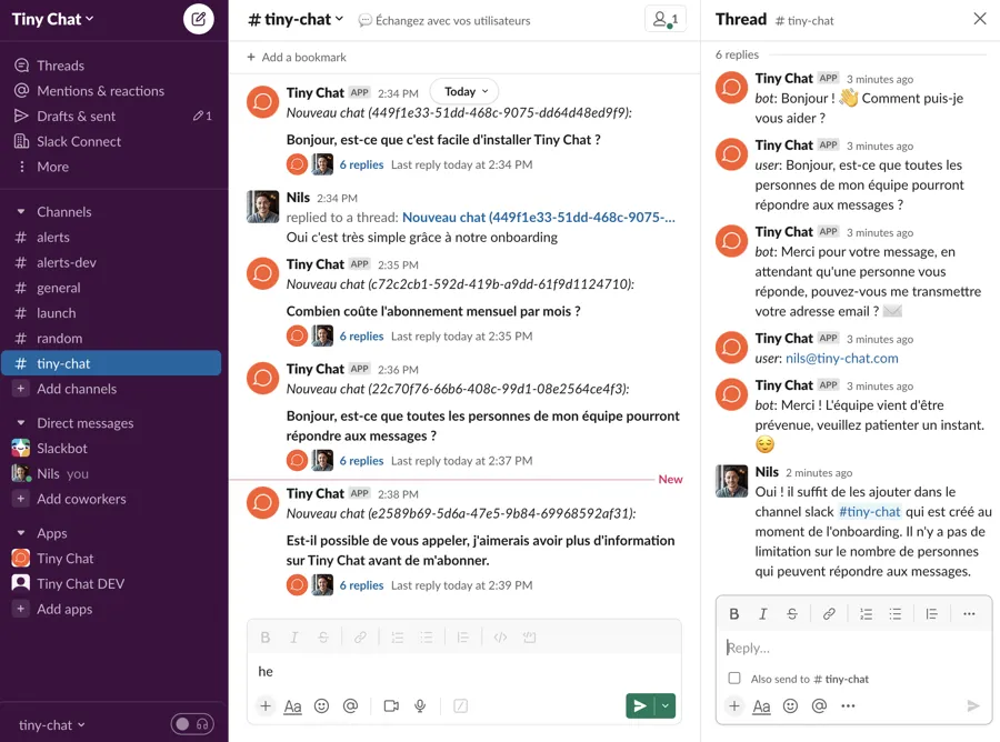 Screenshot of Slack workspace